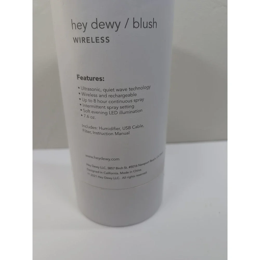 Hey Dewy Cordless Rechargeable Portable Daily Humidifier Blush‎ Color New